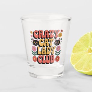 Crazy Cat Lady Club Grafik: Retro-Typografie der 7 Schnapsglas
