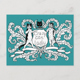 Crazy Cat Lady Coat of Arms Postkarte