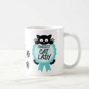 Crazy Cat Lady Craziest Award Paw Print Funny Gift Kaffeetasse
