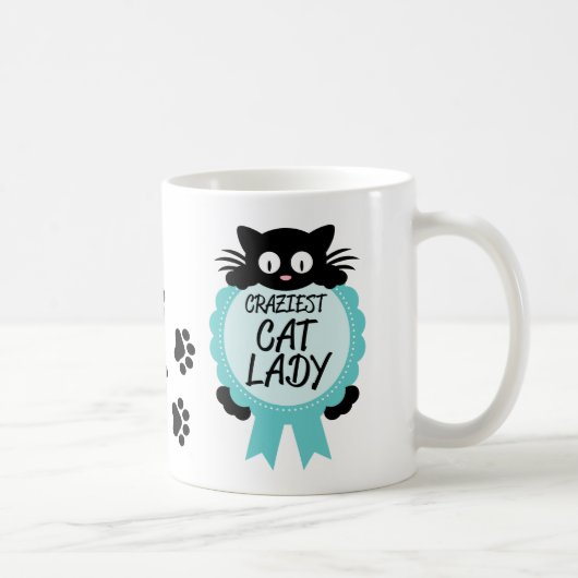 Crazy Cat Lady Craziest Award Paw Print Funny Gift Kaffeetasse (Rechts)
