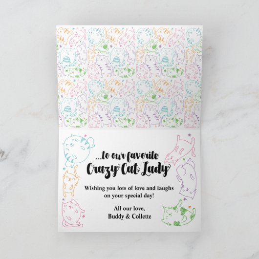 Crazy Cat Lady Custom Personalized Birthday Card Karte (Innenseite)