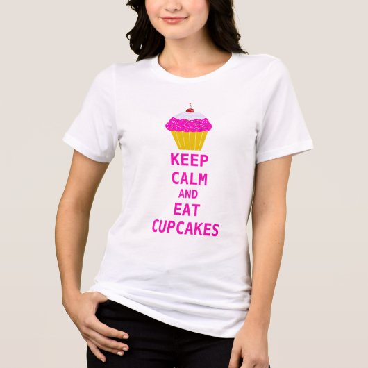 Crazy Cat Lady Eats Cakes Behaltend Calm Eat Cupca Tri-Blend Shirt (Vorderseite)