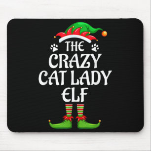 Crazy Cat Lady Elf Matching Familiengruppe Weihnac Mousepad