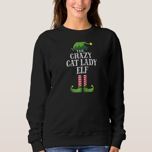Crazy Cat Lady Elf Matching Familiengruppe Weihnac Sweatshirt (Vorderseite)