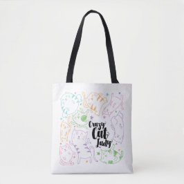 Crazy Cat Lady farbenfrohe Cartoon Pattern Geschen Tasche