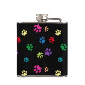 Crazy Cat Lady farbenfrohe Paw Prints Flachmann (Rückseite)