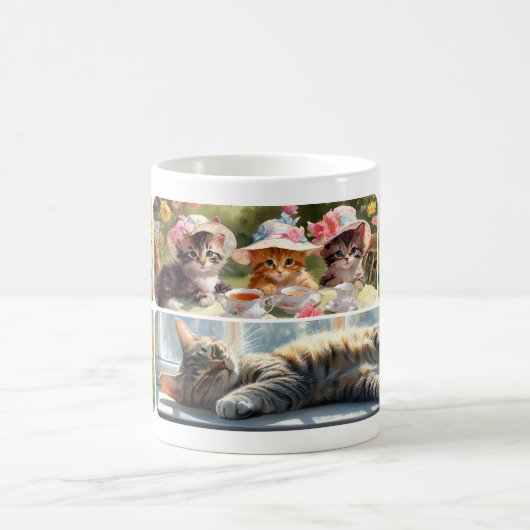 Crazy Cat Lady Fine Art Collage Kaffeetasse (Mittel)
