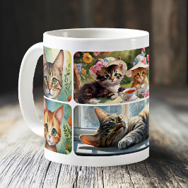 Crazy Cat Lady Fine Art Collage Kaffeetasse