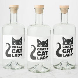 Crazy Cat Lady Food & Beverage Labels Alkoholflaschenetikett