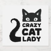 Crazy Cat Lady Food & Beverage Labels Alkoholflaschenetikett (Einzelnes Label)