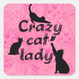 Crazy Cat Lady Fun Playful Cats Quadratischer Aufkleber