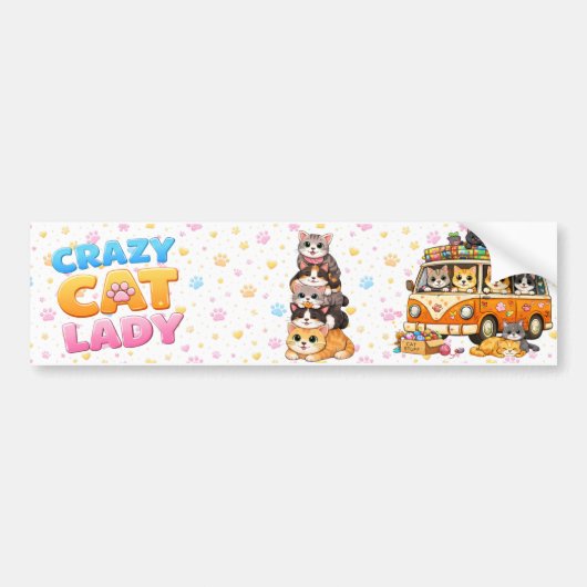 Crazy Cat Lady Funny Bumper Sticker  Autoaufkleber (Vorne)
