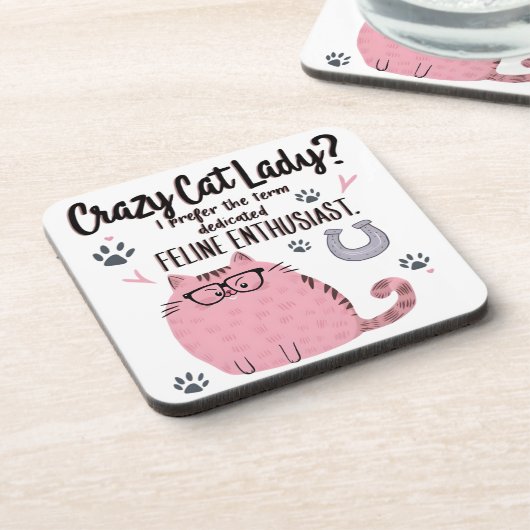 Crazy Cat Lady? Funny Cat Lover Gift  Getränkeuntersetzer (Linke Seite)