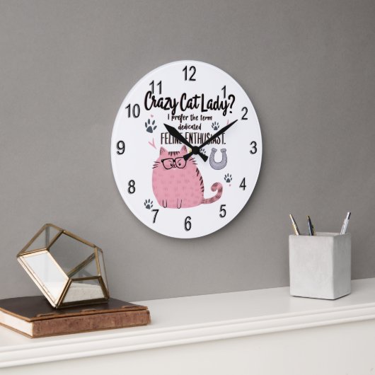 Crazy Cat Lady? Funny Cat Lover Gift Große Wanduhr (Büro)