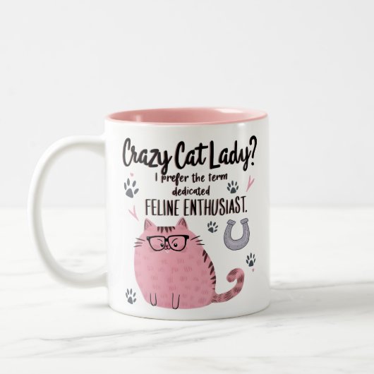 Crazy Cat Lady? Funny Cat Lover Gift Zweifarbige Tasse (Links)