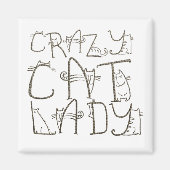 Crazy Cat Lady Funny Typografy Spaß Magnet (Vorne)