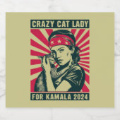 Crazy Cat Lady für Kamala 2024 Bierflaschenetikett (Einzelnes Label)