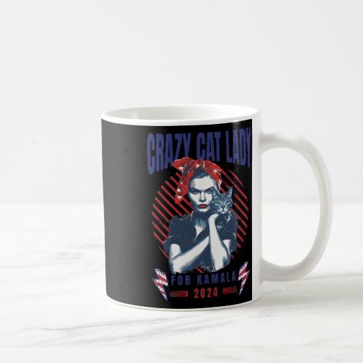 Crazy Cat Lady für Kamala 2024 Kaffeetasse (Rechts)