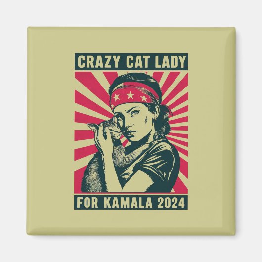 Crazy Cat Lady für Kamala 2024 Magnet (Vorne)