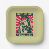 Crazy Cat Lady für Kamala 2024 Pappteller (Vorderseite)