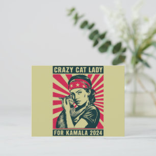 Crazy Cat Lady für Kamala 2024 Postkarte