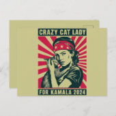 Crazy Cat Lady für Kamala 2024 Postkarte (Vorne/Hinten)