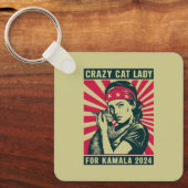 Crazy Cat Lady für Kamala 2024 Schlüsselanhänger (Vorderseite)