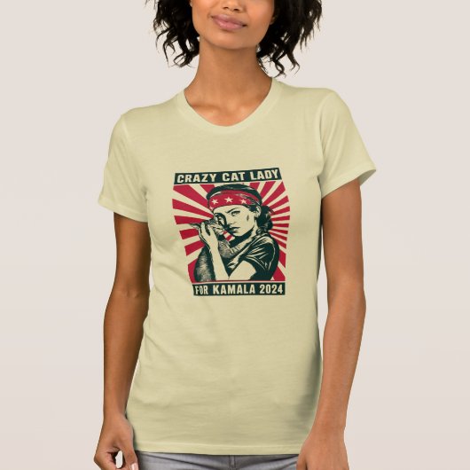 Crazy Cat Lady für Kamala 2024 T-Shirt (Vorderseite)