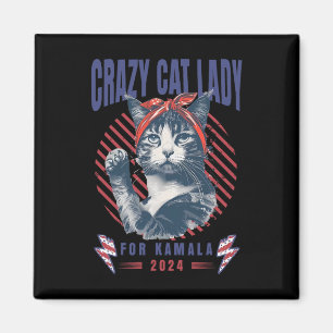 Crazy Cat Lady für Kamala Harris für Präsident 202 Magnet