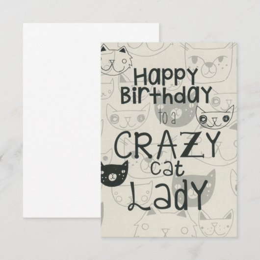 Crazy Cat Lady Geburtstagskarte (Vorne/Hinten)