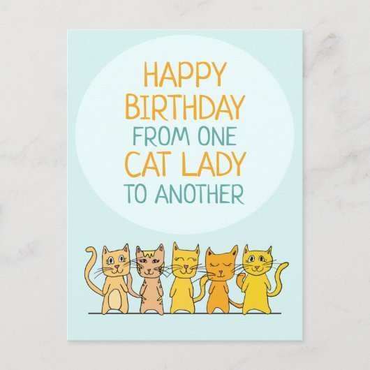 Crazy Cat Lady Happy Birthday Postkarte (Vorderseite)