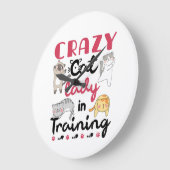 Crazy Cat Lady im Training Große Wanduhr (Winkel)
