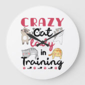 Crazy Cat Lady im Training Große Wanduhr (Vorderseite)