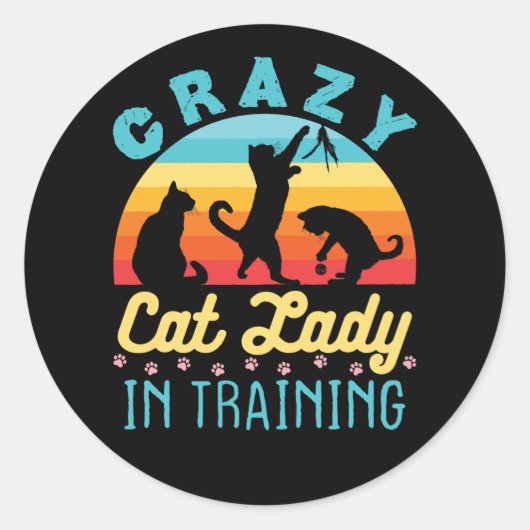 Crazy Cat Lady im Training Runder Aufkleber (Vorderseite)