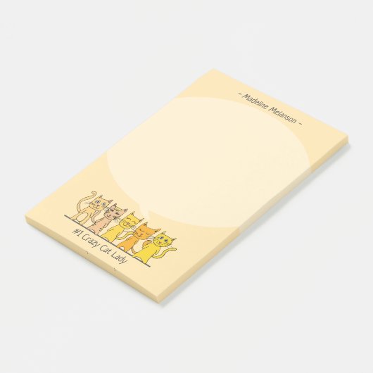 Crazy Cat Lady Kity Cartoon Personalisiert Post-it Klebezettel (angewinkelt)