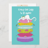 Crazy Cat Lady lustige Geburtstagsparty Einladung (Vorne/Hinten)