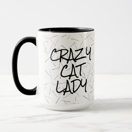 Crazy Cat Lady mit Katzenhaaren Tasse (Links)