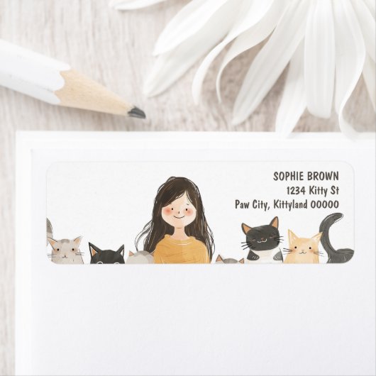 Crazy Cat Lady Niedlich Kittens Rücksendeadresse (Insitu)