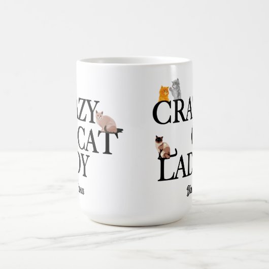 Crazy Cat Lady Niedlich Personalisiert Kaffeetasse (Mittel)