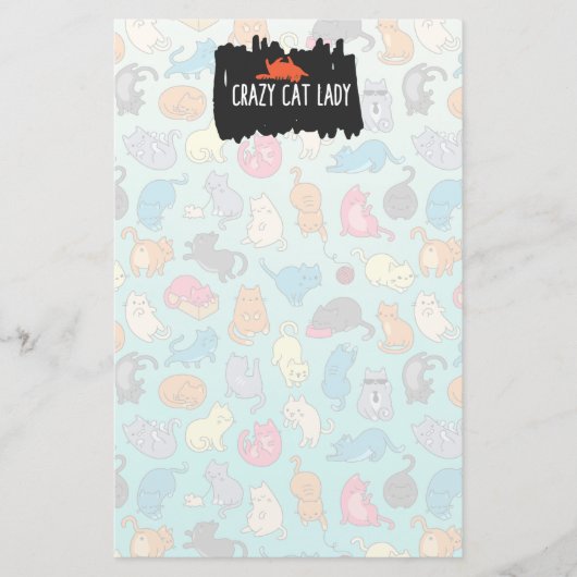 Crazy Cat Lady Niedlich und spielerisch Cat Patter Briefpapier (Vorderseite)