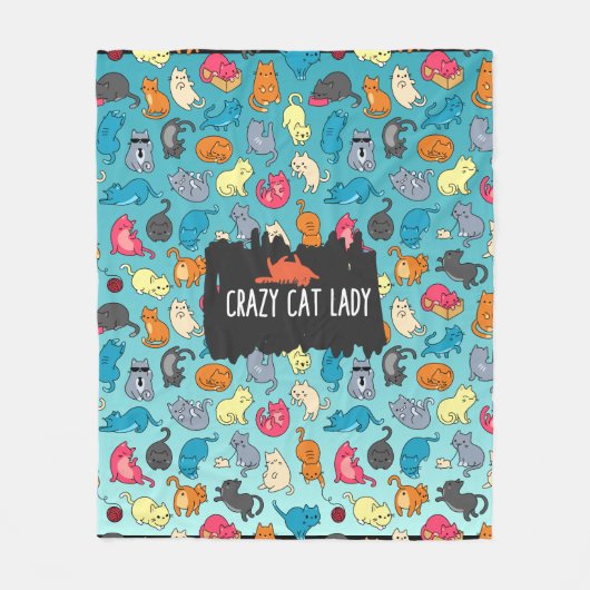Crazy Cat Lady Niedlich und spielerisch Cat Patter Fleecedecke (Vorderseite)