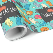 Crazy Cat Lady Niedlich und spielerisch Cat Patter Geschenkpapier (Rolleneckpunkt)