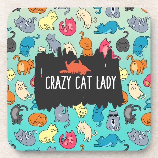 Crazy Cat Lady Niedlich und spielerisch Cat Patter Getränkeuntersetzer (Vorderseite)