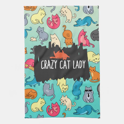 Crazy Cat Lady Niedlich und spielerisch Cat Patter Handtuch (Vertikal)