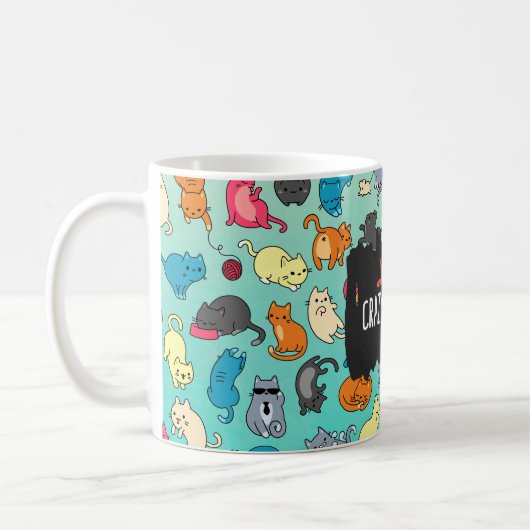 Crazy Cat Lady Niedlich und spielerisch Cat Patter Kaffeetasse (Links)