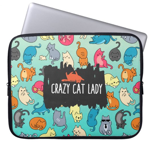 Crazy Cat Lady Niedlich und spielerisch Cat Patter Laptopschutzhülle (Vorderseite)