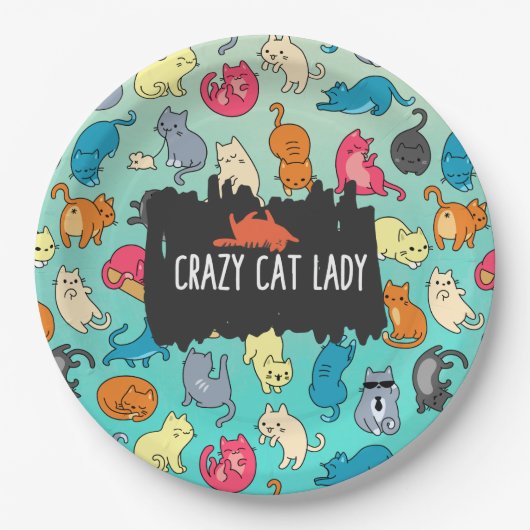 Crazy Cat Lady Niedlich und spielerisch Cat Patter Pappteller (Vorderseite)