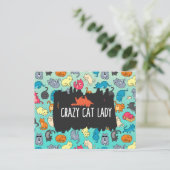 Crazy Cat Lady Niedlich und spielerisch Cat Patter Postkarte (Stehend Vorderseite)