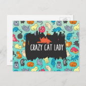 Crazy Cat Lady Niedlich und spielerisch Cat Patter Postkarte (Vorne/Hinten)