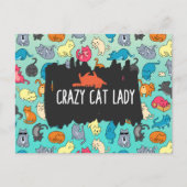 Crazy Cat Lady Niedlich und spielerisch Cat Patter Postkarte (Vorderseite)